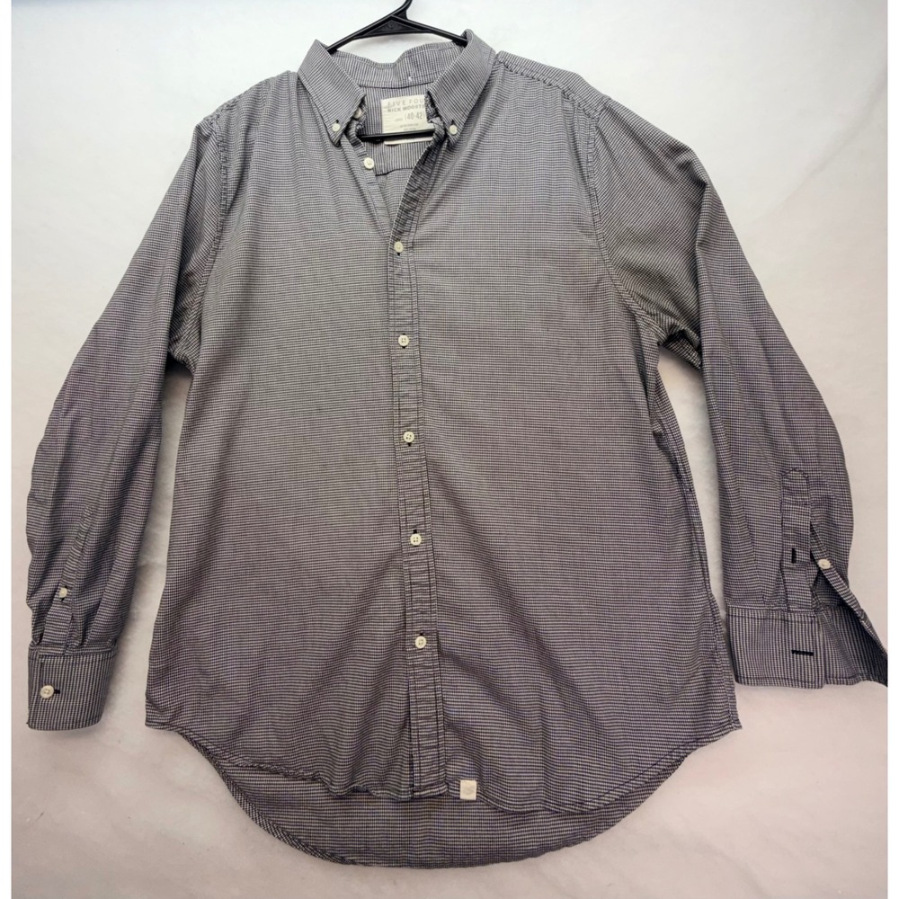 Five Four Nick Wooster Mens Large Houndstooth Button Down Shirt Black White